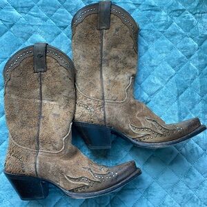 Harley-Davidson Brown Heeled Boots with Studded Details